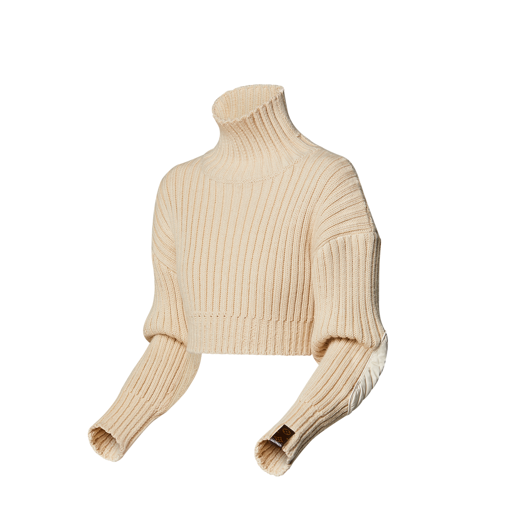 Elbow Patch Cropped Turtleneck Pullover Women ReadytoWear LOUIS